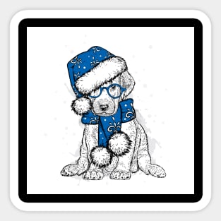 beautiful-dog-christmas-hat-new-years-clothes Sticker